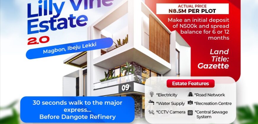 LAND AT LILY VINE 2 ESTATE FOR 6,500,000 NAIRA PER PLOT