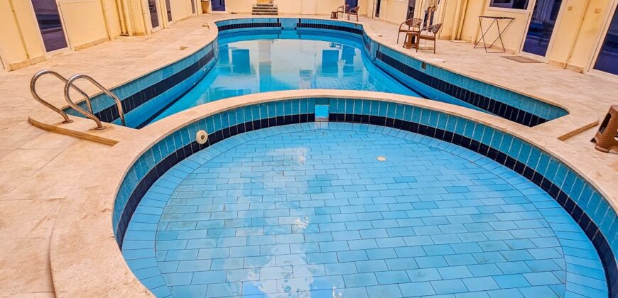 Available for long term furnished one bedroom apartment with pool access on Tiba Paradise close to the main road in Al Ahyaa